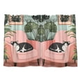 thumbnail image 7 of Yayeee Kitchen Curtains Tier Pair Light Filtering 27"x24" Rod Pocket Short Cafe Window Panel, Pink Sleeping Cat, 7 of 7