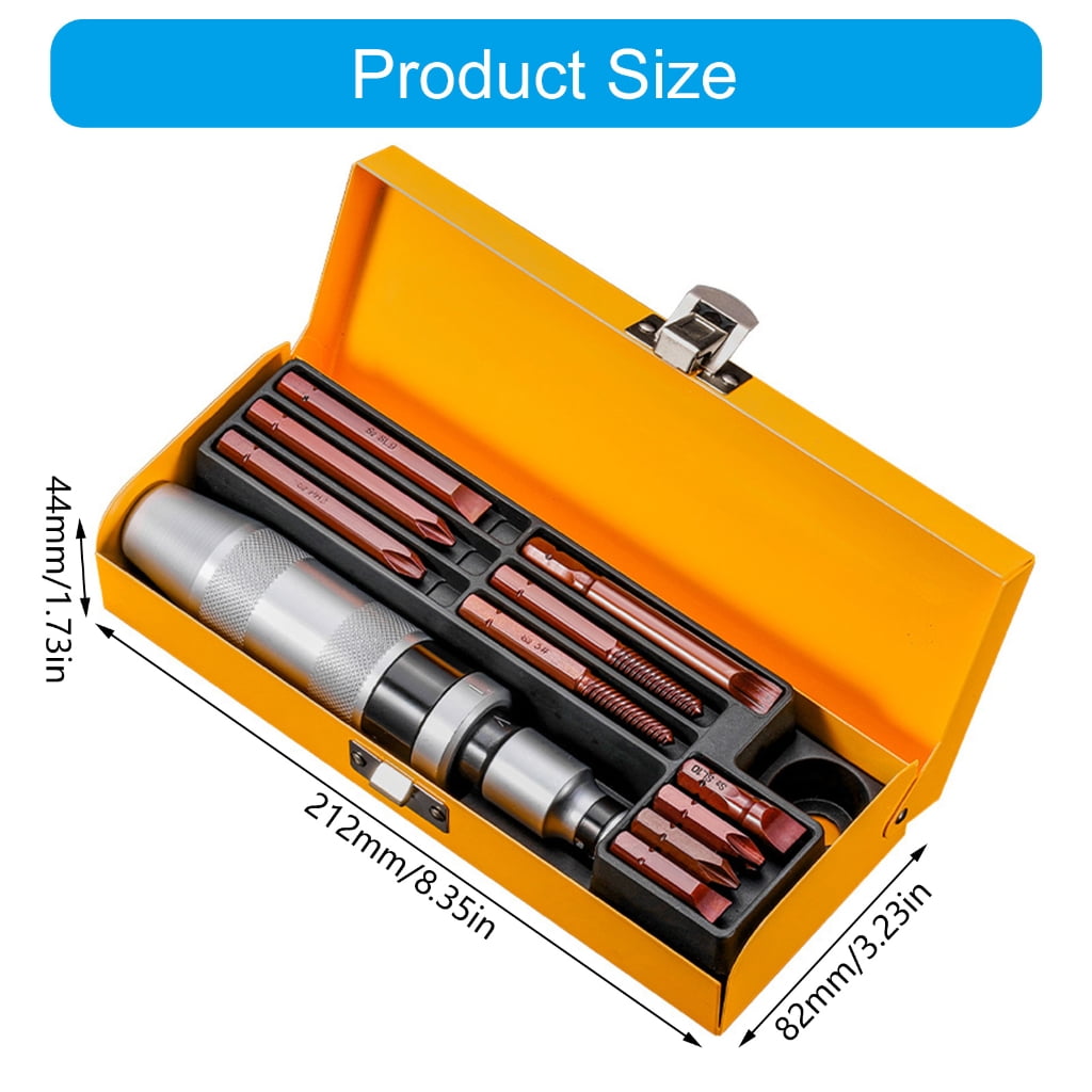 JZROCKER 12pcs Manual Impacts Driver Bit Set for Dismantling Rusty Screws Extracting Brokend Bolts Extracting Old Damaged Bolts