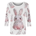 thumbnail image 5 of CLOISE 3/4 Sleeve T Shirts for Women Easter Plus Size Tops Crewneck Holiday Pullover Bunny Holiday Blouses White S, 5 of 8