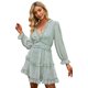 thumbnail image 4 of ABPHQTO Vestido floral con espalda abierta y detalles de volantes verdes para mujer, 4 of 5