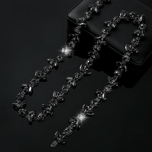XmhyTop-A 1 Yard Rhinestone Chain Trim Sparkling Sewing Rhinestone Accessories for Clothing Decoration,Wedding Craft Embellishment,Style B,Black