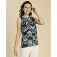 thumbnail image 3 of Moomaya Sleeveless Boat Neck Printed Georgette Top - Women's Elegant Top, 3 of 9