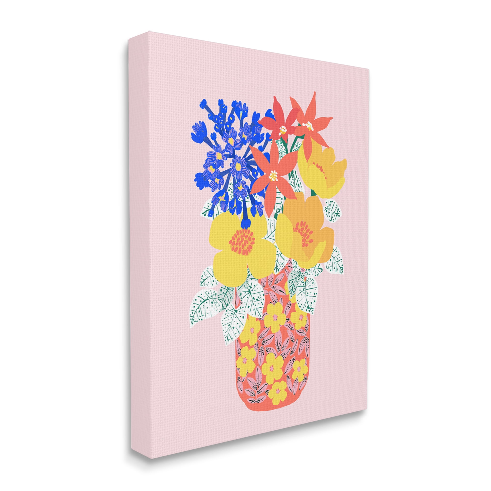 Stupell Industries Modern Patterned Flowers Botanical & Floral Painting Gallery Wrapped Canvas Art Print Wall Art, 36 x 48