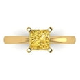 thumbnail image 2 of 1ct princess cut yellow Zircon 18k yellow gold Bridal Wedding Engagement Promise Anniversary Ring for Women size 6.25, 2 of 7