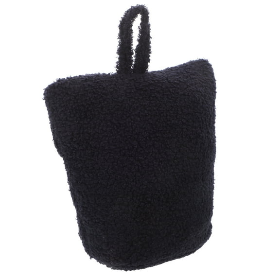 BESTYASH Black Plush Weighted Door Stopper Soft Decorative Doorstop for Living Rooms Bedrooms and Offices