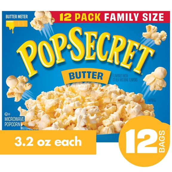 Pop Secret Microwave Popcorn, Butter Flavor, 3.2 oz Sharing Bags, 12 Ct