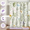 thumbnail image 6 of Dznils Green Floral Fabric Shower Curtain, Waterproof Bathroom Curtain with 12 Hooks, 72" x 72", 6 of 12