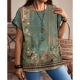 thumbnail image 4 of SOMER Plus Size Tops For Women Vintage Floral Print Loose Short Sleeve T-Shirt Casual Summer Crew Neck Top, 4 of 7