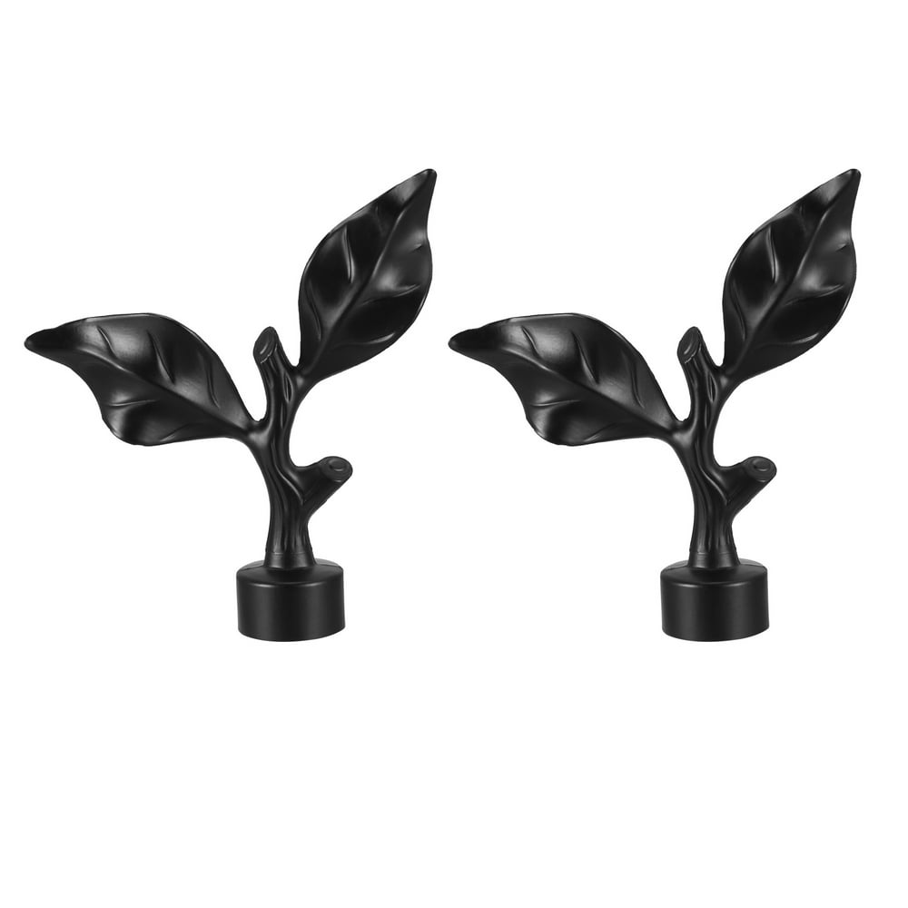 Curtain Rod Finials Iron Cap End for 28mm Drapery Poles Black 132mm x