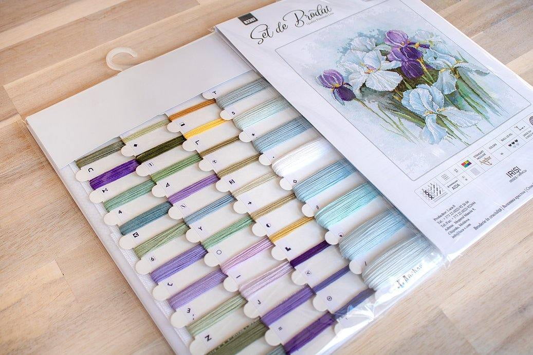 Counted Cross-Stitch Kit Irises B2367 By Luca-S Needlework Easy Flowers Nature White Purple Canvas Cotton