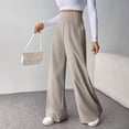 thumbnail image 6 of Comdrip Women's Pants Women's Loose Pleated Front Long Pants Wide Leg Trousers Solid Causal Dress Pants Women Khaki L, 6 of 9