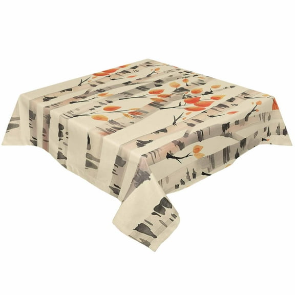 Fall Tree Leaves Square/Round Tablecloths 52x52,Watercolor Autumn Orange Maple Leaf Table Cloth Table Cover Indoor/Outdoor Tabletop Decor for Wedding Holiday Party Dinner Baby Shower