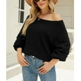 thumbnail image 3 of Fuzzy Texture Raglan Sweater Black Small, 3 of 4