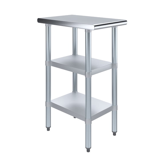 AmGood 24 in. x 15 in. Stainless Steel Table with Two Undershelves | Metal Utility Kitchen Prep Work Table | NSF