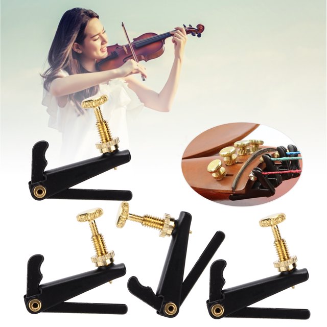 Senjay 4Pcs Violin Fine Tuners Metal String Adjuster Replacement Musical Accessories For 3/4 4/4,Musical Instrument Accessories,Metal Fine Tuners
