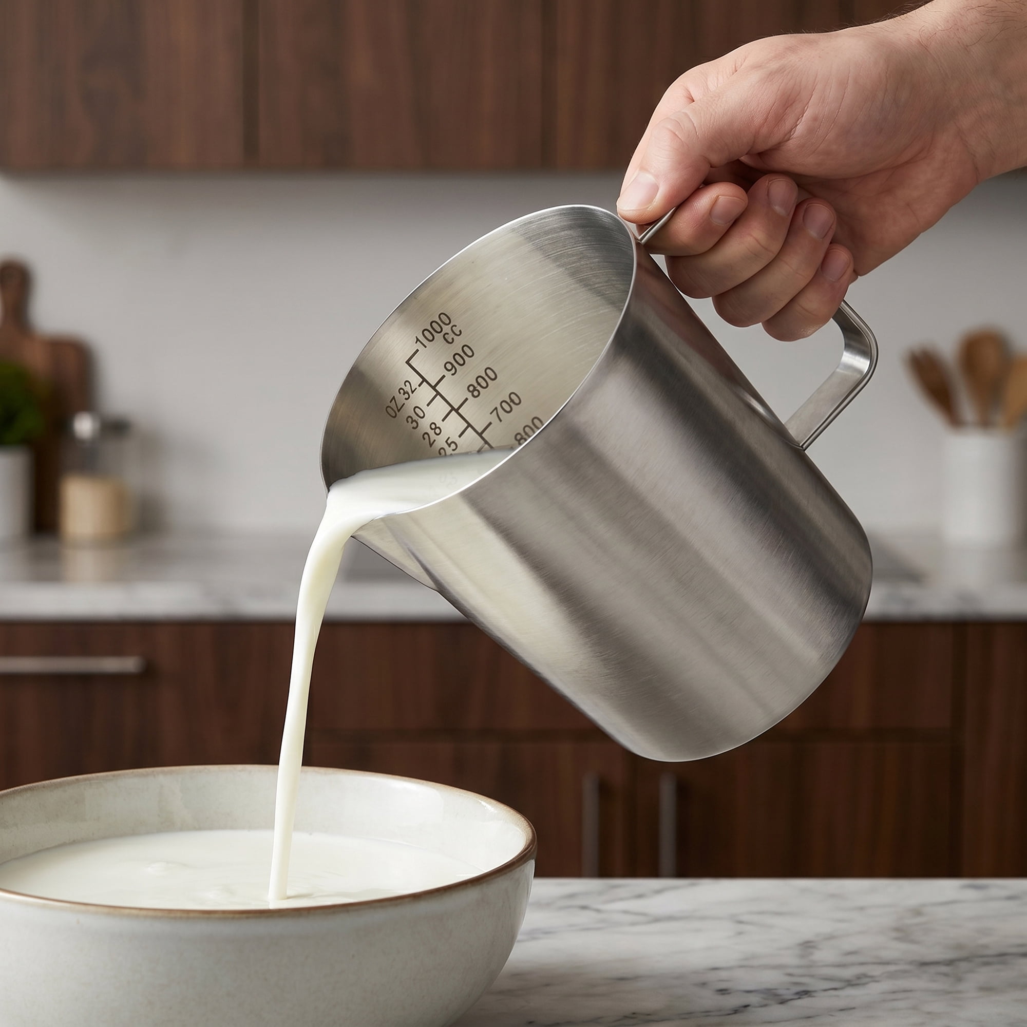 Unique Bargains Stainless Steel Measuring Cup with Easy Read Lines Silver 1000ml