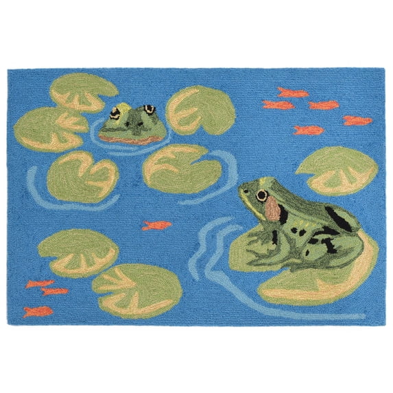 Liora Manne Frontporch Frogs Indoor/Outdoor Rug Green 24"X36"