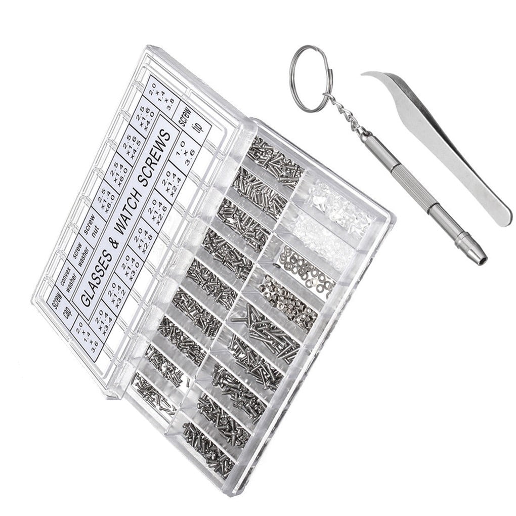babydream1 1000pcs Eyeglass Sunglass Repair Screws Kit with Tweezers