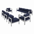 thumbnail image 2 of Modway Shore 7-Piece Fabric/Aluminum Patio Sectional Sofa Set in Navy/Silver, 2 of 14