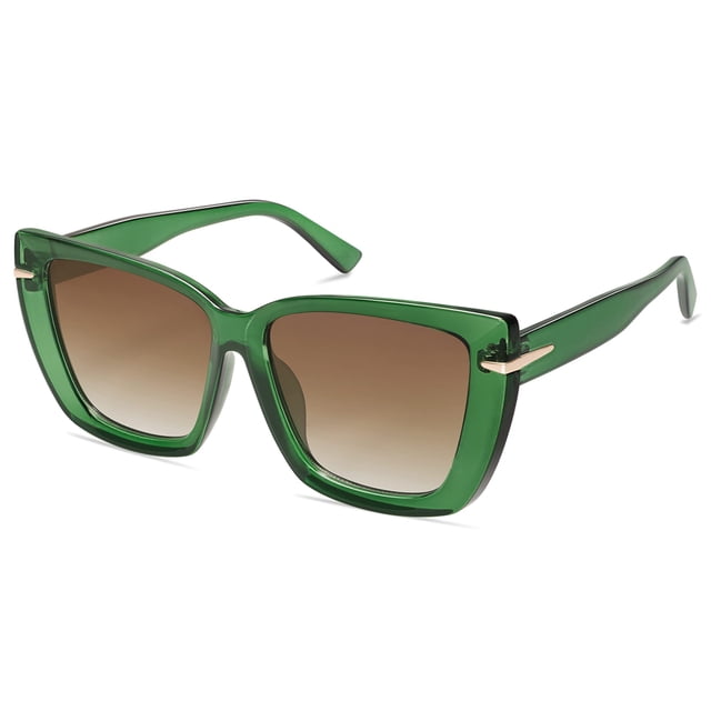 Gafas de Sol SOJOS Grandes Oversize Ojo de Gato SJ2231 Verde/Marrón