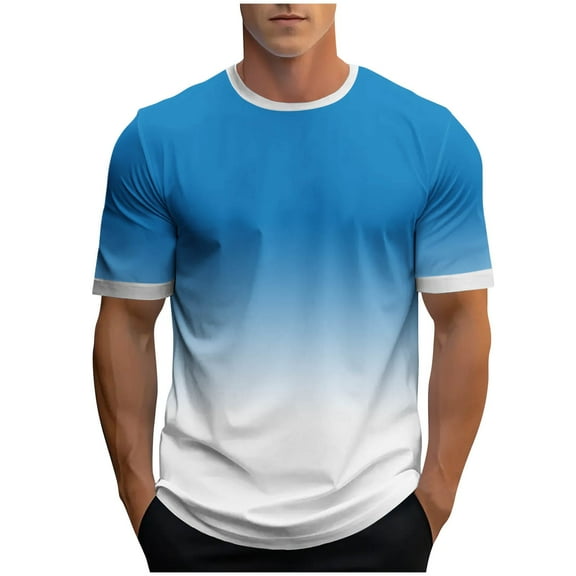 Annhoo Mens Casual T-Shirts Cotton Crew Neck Short Sleeve Fade Color Tops Summer Loose Casual Comfy Blouses