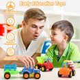 thumbnail image 5 of Construction Push and Go Toy Cars,4PCS Cartoon Friction Power Vehicles for Toddlers 1-3,Truck,Tractor,Educational Toys for Kid Aged 2,Birthday Gifts for 3 4 5 6 Year Old Boys Girls, 5 of 8