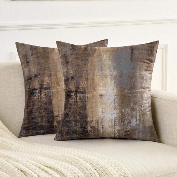 LALILO Decorative Abstract Art Throw Pillow Covers 18x18 (2Pcs) Dark Brown Contemporary Design​