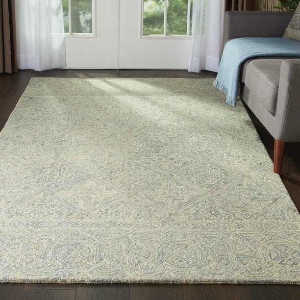 Nourison Azura Farmhouse Tribal Ivory/Light Blue Area Rug