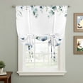 thumbnail image 2 of Navy Blue Floral Balloon Curtains 63 Inch Length for Living Room/Bedroom, Watercolor Eucalyptus Leaves Butterfly Rod Pocket Privacy Door Curtains Decorative Tie Up Shade for Window 52"x63", 2 of 8