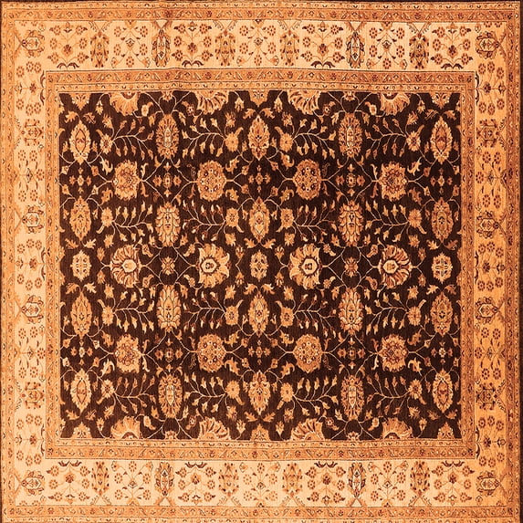 Ahgly Company Indoor Square Oriental Orange Traditional Area Rugs, 5' Square