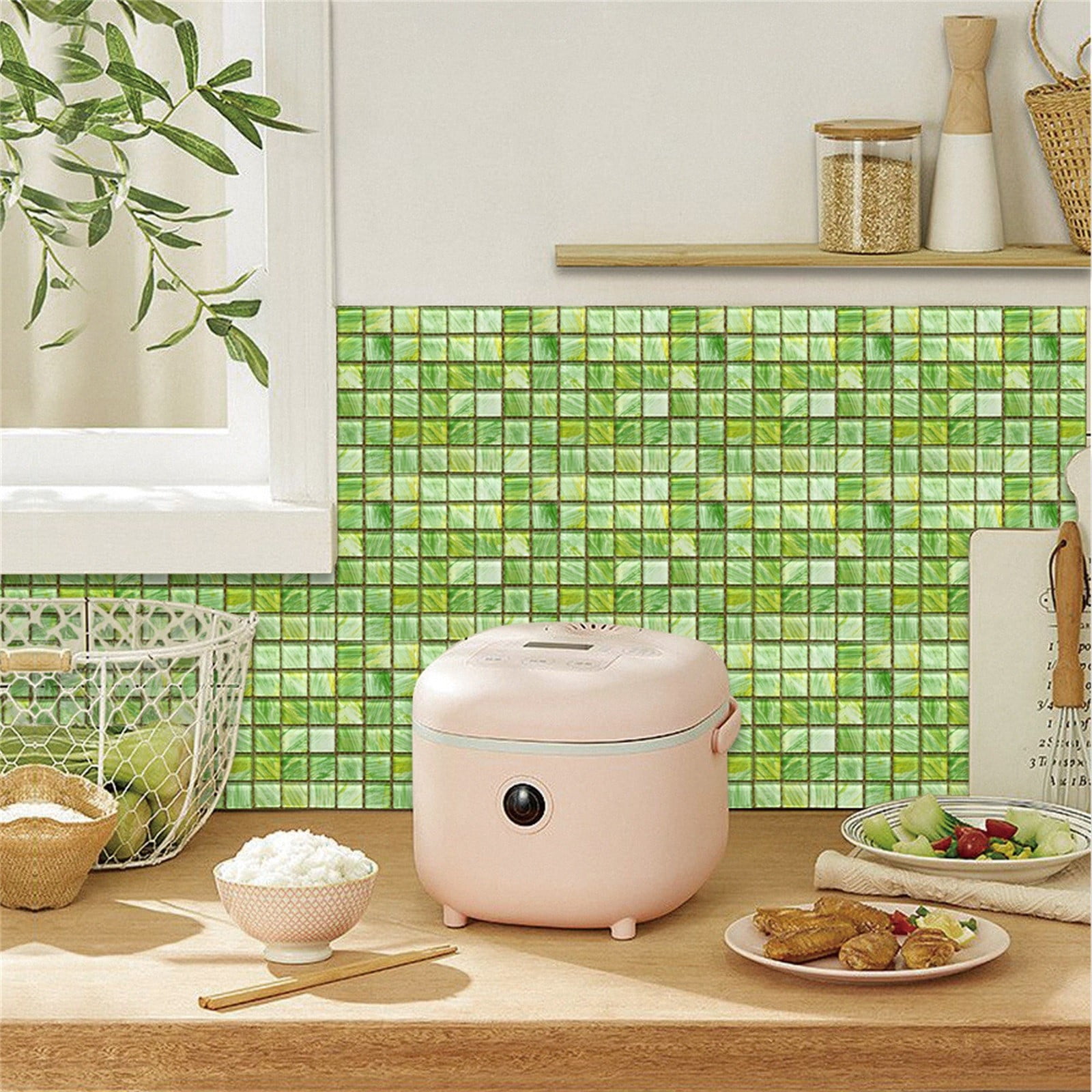Peel and Stick Backsplash 10-Sheet Mosaic Backsplash for Kitchen Wall Waterproof Peel and Stick Backsplash Tile Peel and Stick for Bathroom Kitchen Cabinet Shower 4"x4"