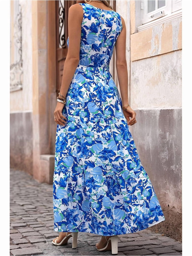 Women'S Summer Dresses Casual Sleeveless Maxi Dresses Cute Floral Long Dress Wedding Guest Dress Blue Flower XL - Walmart.com Women'S Summer Dresses Casual Sleeveless Maxi Dresses Cute Floral Long Dress Wedding Guest Dress Blue Flower XL - Walmart.com