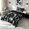 thumbnail image 2 of Manfei Contemporary Abstract Twin Comforter Sets, Geometric Circle Rectangle Bedding Set, Gray and Black, Black Reversible 2pcs, 1 Comforter and 1 Pillowcase, 2 of 6