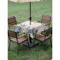 thumbnail image 3 of Outdoor Tablecloth with Umbrella Hole and Zipper, Christmas Eucalyptus Square Table Cloth 54x54 Inch Waterproof Tablecloth, Blue Poinsettia Vintage Winter Snowy Picnic Table Cover for Patio Camping, 3 of 7
