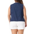 thumbnail image 4 of DARING DIVA Women's Plus Size V Neck Sleeveless Utility Denim Vests 3X Dark Blue, 4 of 6