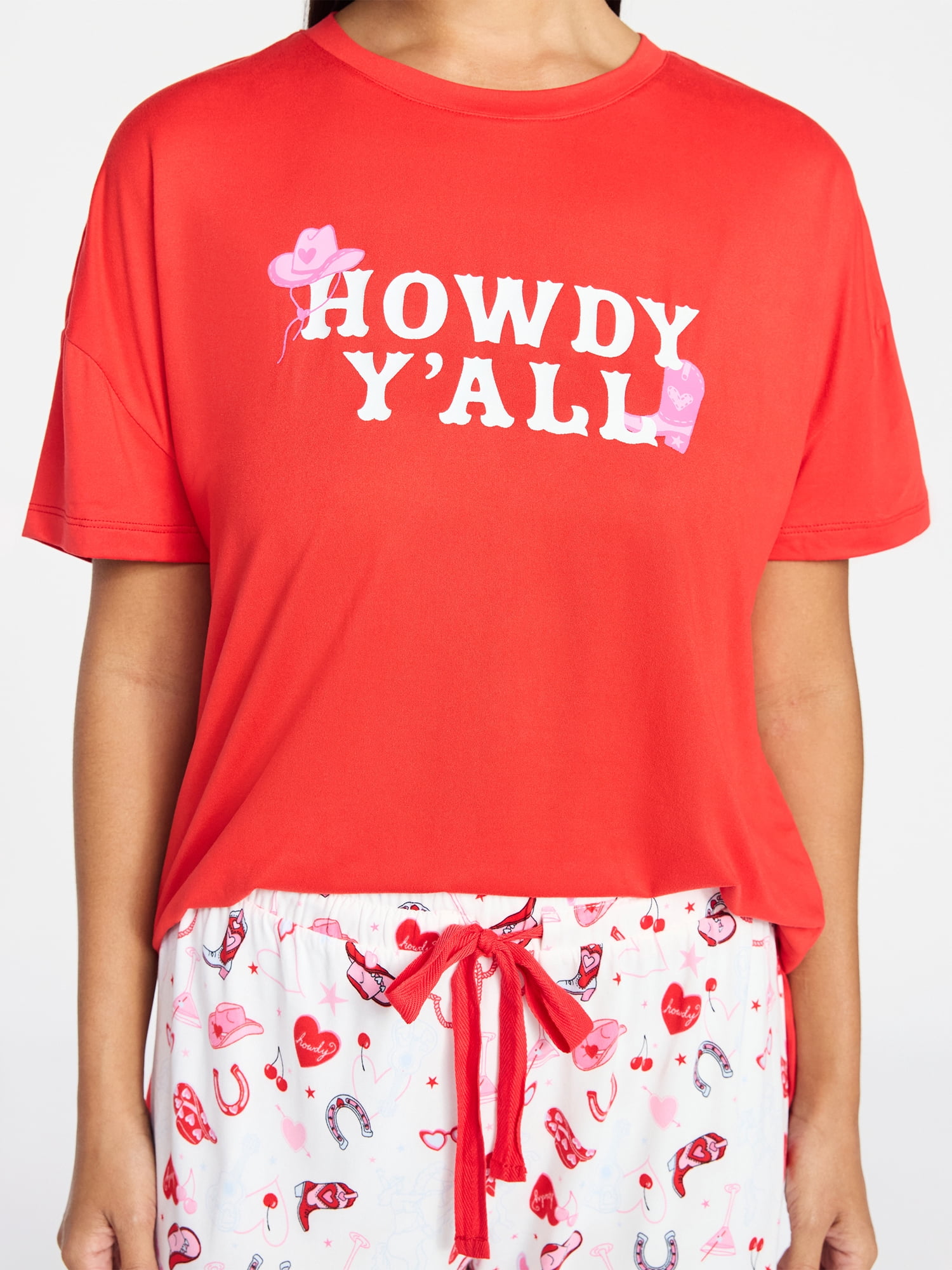 Jaclyn Women's Valentine's Day Sleep Tee and Jogger Pants Pajama Set, 2-Piece, Sizes S-XL