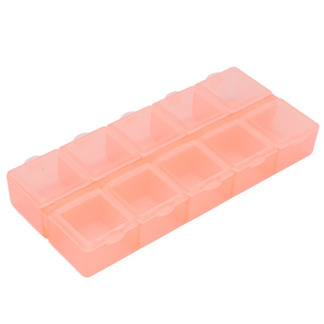 Compartment Organizer Box, Wide Application Bead Containers Wear Resistant 10 Compartments For Travel For Office For Home Orange