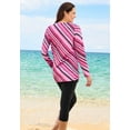 thumbnail image 2 of Swim 365 Women's Plus Size Split-Neck Long Sleeve Swim Tee With Built-In Bra, 2 of 4