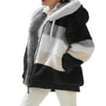 thumbnail image 2 of Womens Long Sleeve Outerwear Hoodie Patchwork Coat Fleece Zip Overcoat Plus Size, 2 of 2