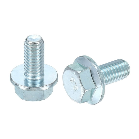 Uxcell 25pcs M6-1.0 x 12mm Flange Hex Head Bolt Fully Thread Metric DIN 6921 Carbon Steel Zinc Plated Flanged Hexagon Screws, Blue/White