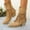 Khaki, variant on Ladies Boots Ankle Chunky Heel Side Zip Pointy Toe Black Boots