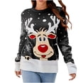 thumbnail image 2 of Dvkptbk Chandail de Noël Décontracté pour Femmes Chandail Col Rond Automne et Hiver Imprimé Élan Manches Longues, 2 of 6