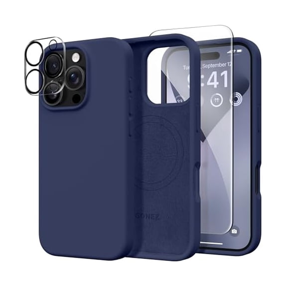Eryueer Magnetic for iPhone 16 Pro Case, Compatible with MagSafe, [Screen Protector   Camera Lens Protector], Silicone Shockproof Anti-Scratch Protective Phone Case 6.3 inch, Midnight Blue