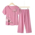 thumbnail image 3 of Pantalones de Mujer Traje de Verano Impreso de Manga Corta Cuello Redondo Top & Shorts Set, Delgado Y Casual de las Mujeres Pantalones Casuales, 3 of 3