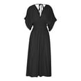 thumbnail image 5 of Homenesgenics Womens Dresses under $10.00 Women Summer Fashion Short Sleeve Vent Round-Neck Casual Dress Maxi A Line Dress Black M, 5 of 6