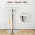 thumbnail image 3 of Adjustable White Bar Table for 2 - Swivel Round Kitchen Table, 27.2" - 35.8" Height, MDF & Steel Bistro Table for Home Bar, Dining & Entryway Spaces, 3 of 7