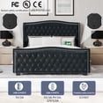 thumbnail image 4 of BELLEZE King Platform Bed Frame with Fast Charging Port, Upholstered Velvet King Size Bed Frame with Deep Button Tufted Headboard, Stable Headboard Bed frame, No Box Spring Needed - Oslo (Gray), 4 of 7