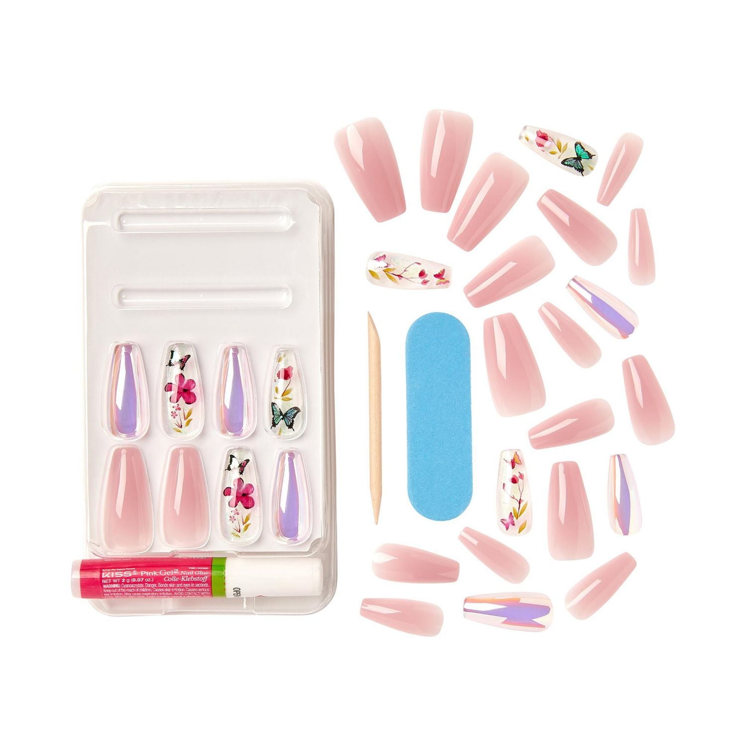 KISS Gel Fantasy - Fake Nails, 28 Count, Long, Gel nails.