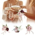 thumbnail image 1 of mfyjkho Ramillete de muñeca de rosas para boda, flor artificial con cintas y pequeños detalles florales, ideal para bodas y eventos formales, 1 pieza, 1 of 3