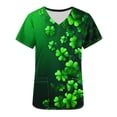 thumbnail image 4 of lcziwo St Patricks Day Scrub Tops for Women 2025 Fashion Shamrock Printed Irish Shirts V Neck Short Sleeve Medical Scrubs Nursing Uniform with Pockets Multicolor M Today's Lightning Sales, 4 of 6